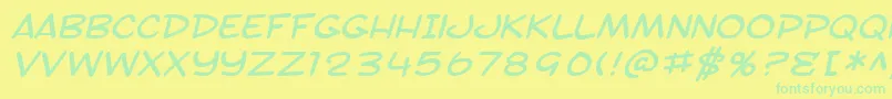 Czcionka SF Toontime Extended Italic – zielone czcionki na żółtym tle