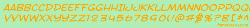 SF Toontime Extended Italic-Schriftart – Orangefarbene Schriften auf grünem Hintergrund