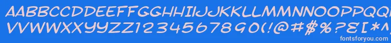 フォントSF Toontime Extended Italic – ピンクの文字、青い背景