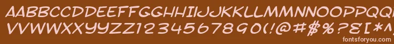 Fonte SF Toontime Extended Italic – fontes rosa em um fundo marrom