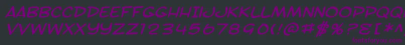 フォントSF Toontime Extended Italic – 黒い背景に紫のフォント