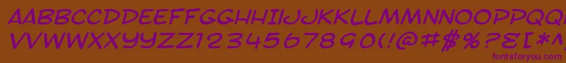 SF Toontime Extended Italic-Schriftart – Violette Schriften auf braunem Hintergrund