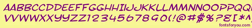 Шрифт SF Toontime Extended Italic – фиолетовые шрифты на жёлтом фоне