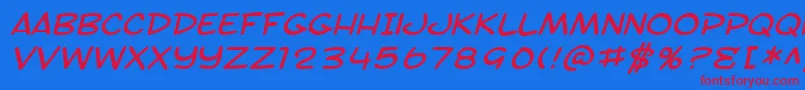 SF Toontime Extended Italic Font – Red Fonts on Blue Background