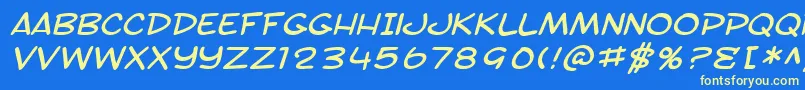 fuente SF Toontime Extended Italic – Fuentes Amarillas Sobre Fondo Azul