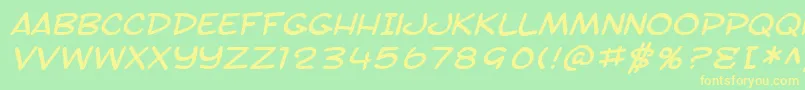 Fonte SF Toontime Extended Italic – fontes amarelas em um fundo verde