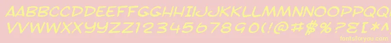 SF Toontime Extended Italic-Schriftart – Gelbe Schriften auf rosa Hintergrund