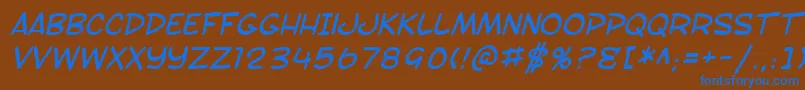 SF Toontime Italic Font – Blue Fonts on Brown Background