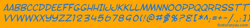 Fonte SF Toontime Italic – fontes azuis em um fundo laranja