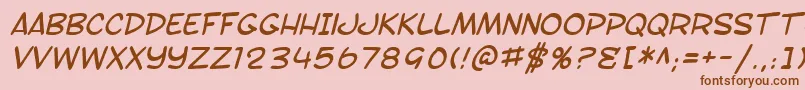 Czcionka SF Toontime Italic – brązowe czcionki na różowym tle