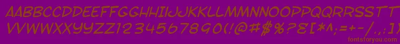 Fonte SF Toontime Italic – fontes marrons em um fundo roxo