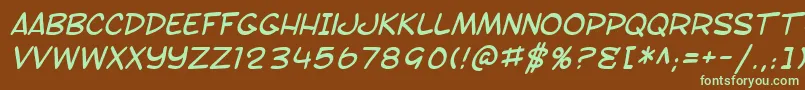 SF Toontime Italic Font – Green Fonts on Brown Background