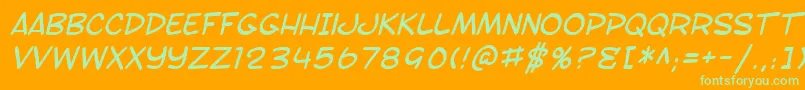 SF Toontime Italic-Schriftart – Grüne Schriften auf orangefarbenem Hintergrund