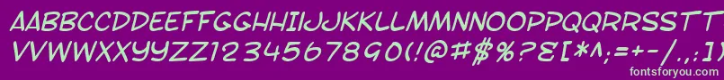 fuente SF Toontime Italic – Fuentes Verdes Sobre Fondo Morado