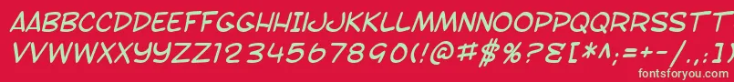 Fonte SF Toontime Italic – fontes verdes em um fundo vermelho