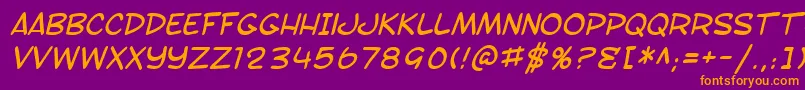 fuente SF Toontime Italic – Fuentes Naranjas Sobre Fondo Morado
