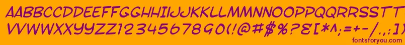 SF Toontime Italic Font – Purple Fonts on Orange Background