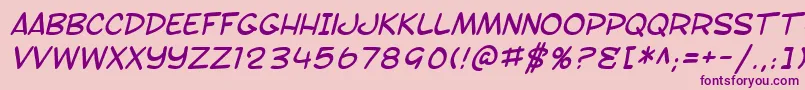 Fonte SF Toontime Italic – fontes roxas em um fundo rosa