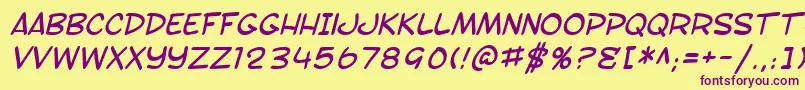 Police SF Toontime Italic – polices violettes sur fond jaune