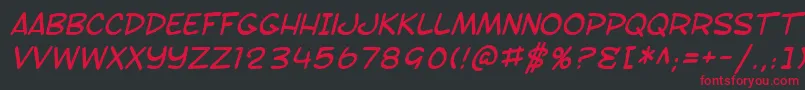 SF Toontime Italic-fontti – punaiset fontit mustalla taustalla