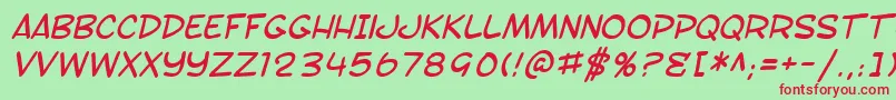 SF Toontime Italic Font – Red Fonts on Green Background