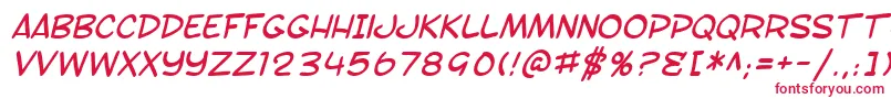 SF Toontime Italic-fontti – punaiset fontit valkoisella taustalla