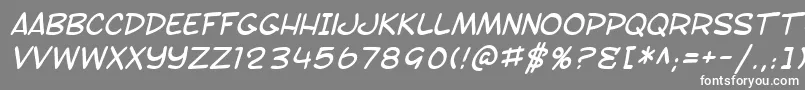 SF Toontime Italic-fontti – valkoiset fontit harmaalla taustalla