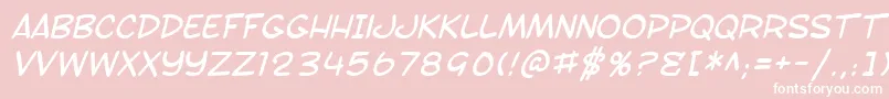 Czcionka SF Toontime Italic – białe czcionki na różowym tle