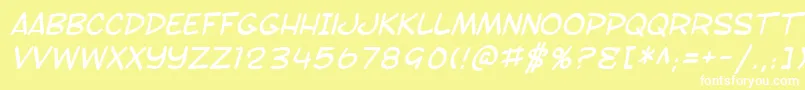 SF Toontime Italic Font – White Fonts on Yellow Background