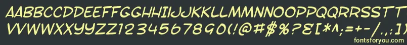 SF Toontime Italic-fontti – keltaiset fontit mustalla taustalla