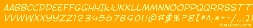SF Toontime Italic-fontti – keltaiset fontit oranssilla taustalla