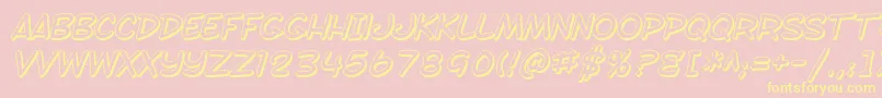 SF Toontime Shaded Italic-Schriftart – Gelbe Schriften auf rosa Hintergrund