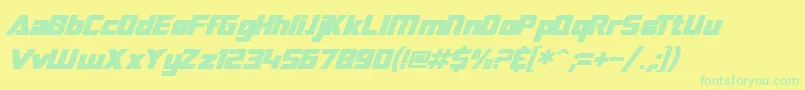 フォントSF TransRobotics Bold Italic – 黄色い背景に緑の文字