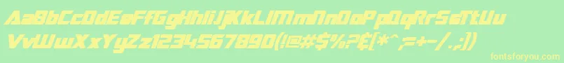 フォントSF TransRobotics Bold Italic – 黄色の文字が緑の背景にあります