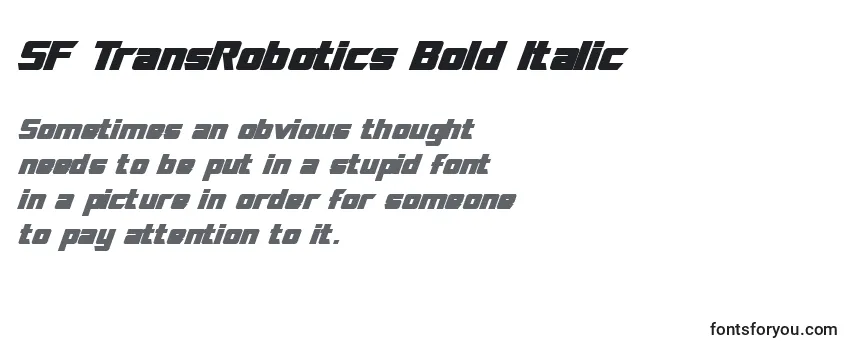 Überblick über die Schriftart SF TransRobotics Bold Italic
