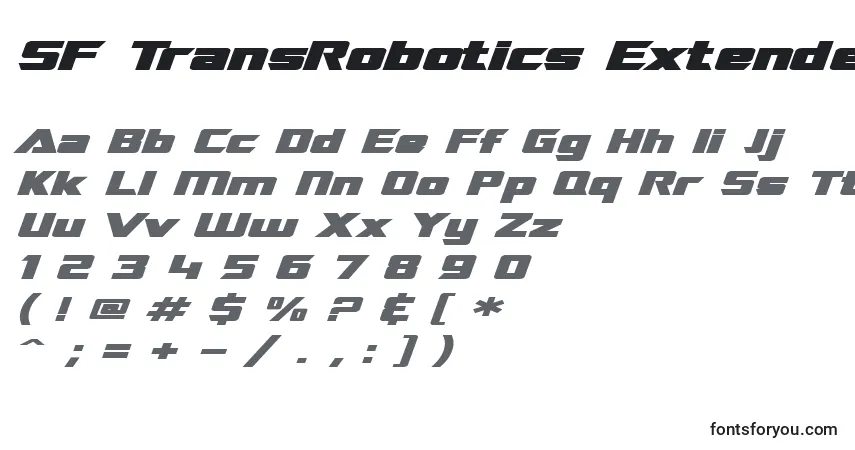 A fonte SF TransRobotics Extended Bold Italic – alfabeto, números, caracteres especiais