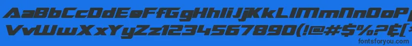 SF TransRobotics Extended Bold Italic-Schriftart – Schwarze Schriften auf blauem Hintergrund