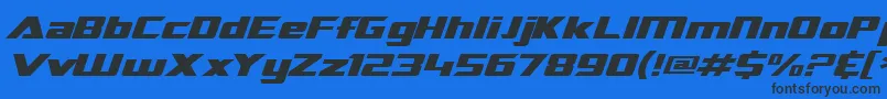 Шрифт SF TransRobotics Extended Italic – чёрные шрифты на синем фоне
