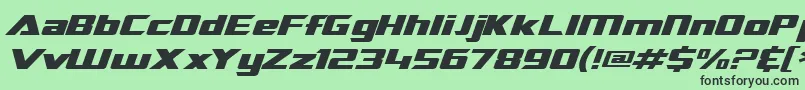 フォントSF TransRobotics Extended Italic – 緑の背景に黒い文字