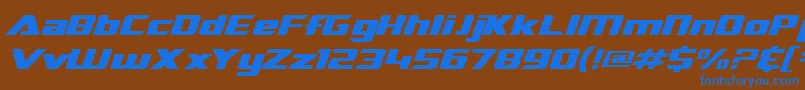 SF TransRobotics Extended Italic-Schriftart – Blaue Schriften auf braunem Hintergrund