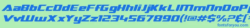 Шрифт SF TransRobotics Extended Italic – синие шрифты на зелёном фоне