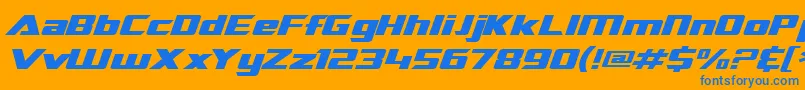 SF TransRobotics Extended Italic Font – Blue Fonts on Orange Background