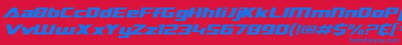 Шрифт SF TransRobotics Extended Italic – синие шрифты на красном фоне