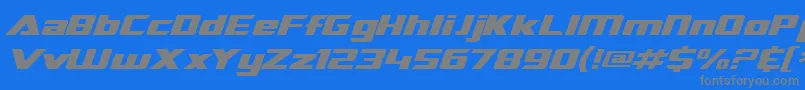 SF TransRobotics Extended Italic-fontti – harmaat kirjasimet sinisellä taustalla