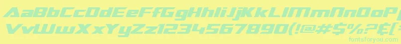 SF TransRobotics Extended Italic-Schriftart – Grüne Schriften auf gelbem Hintergrund