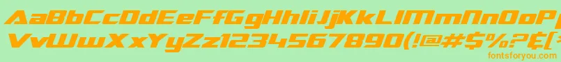 Czcionka SF TransRobotics Extended Italic – pomarańczowe czcionki na zielonym tle