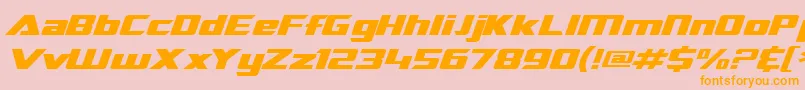 SF TransRobotics Extended Italic-Schriftart – Orangefarbene Schriften auf rosa Hintergrund