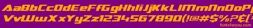 SF TransRobotics Extended Italic-Schriftart – Orangefarbene Schriften auf violettem Hintergrund