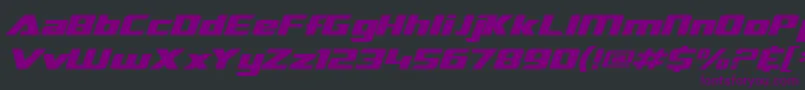フォントSF TransRobotics Extended Italic – 黒い背景に紫のフォント