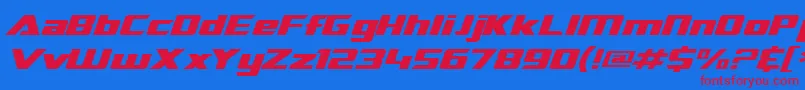 Czcionka SF TransRobotics Extended Italic – czerwone czcionki na niebieskim tle